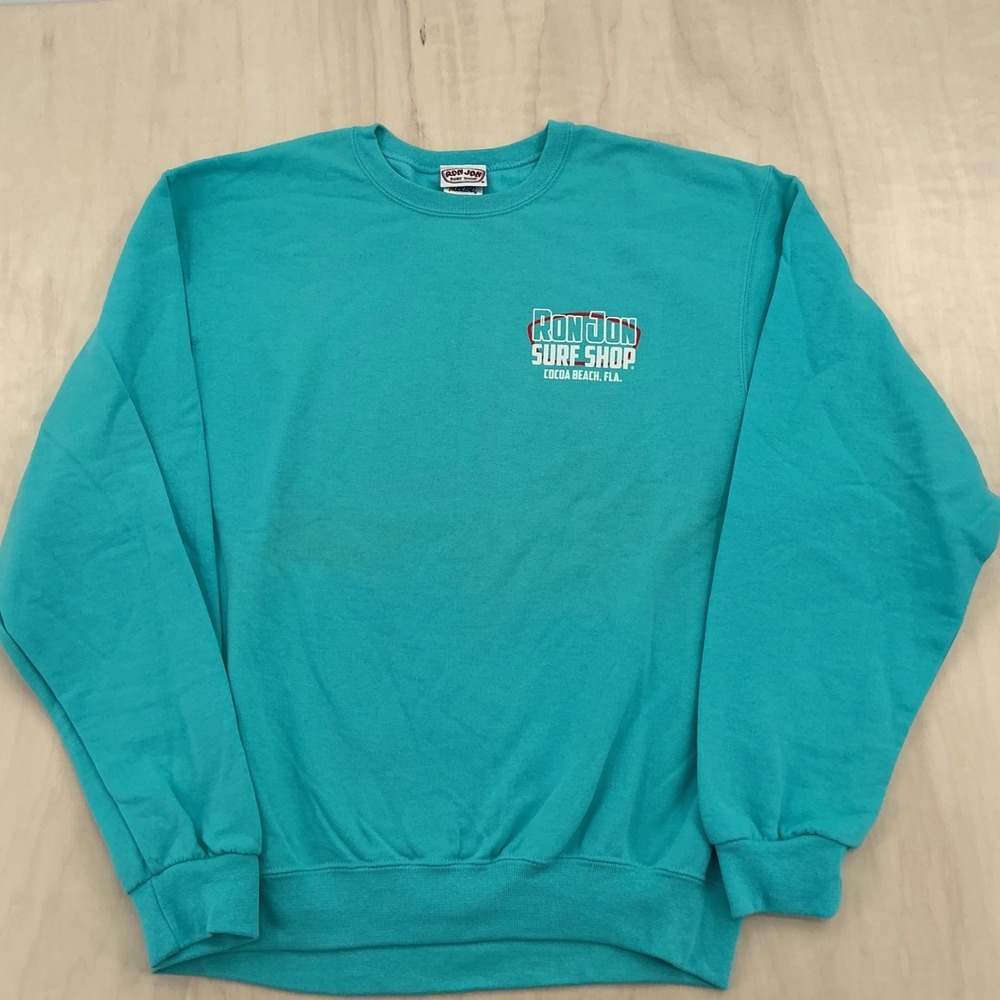 Ron Jon Surf Shop Sweatshirt M Sea Foam Cocoa Beach Graphic Surf
